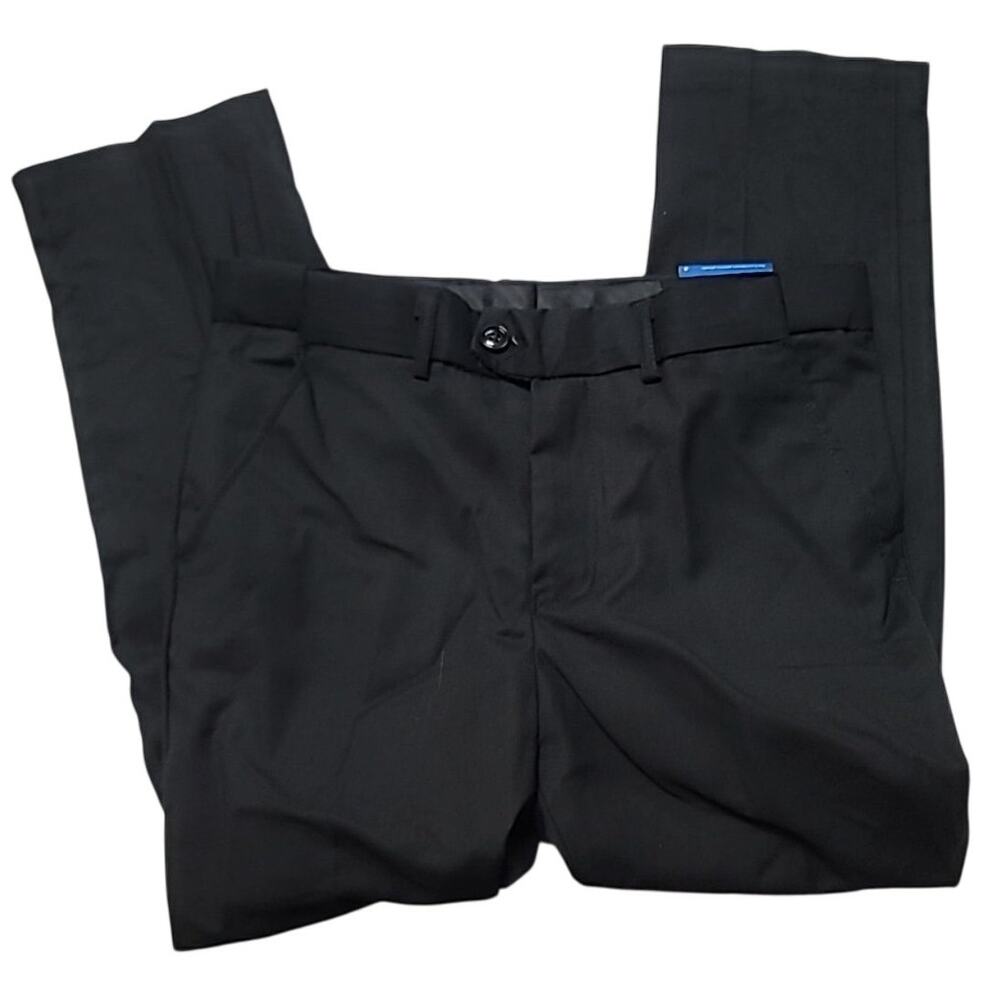 Perry Ellis Boys Dress Pants Size 8 Black Straight Slim Fit Slash Pockets Formal